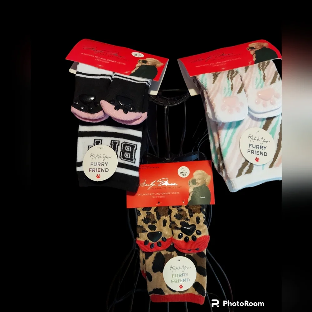 Marilyn Monroe Matching Pet and Owner Crew Socks 3 Sets NWT